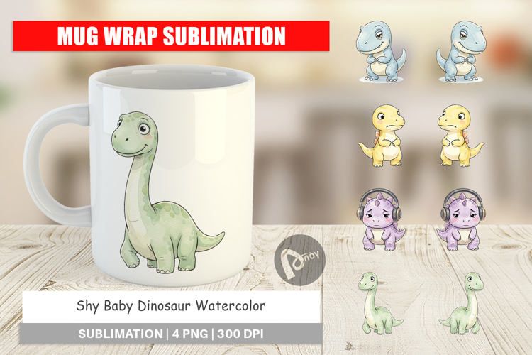 Shy Baby Dinosaur Mug Wrap