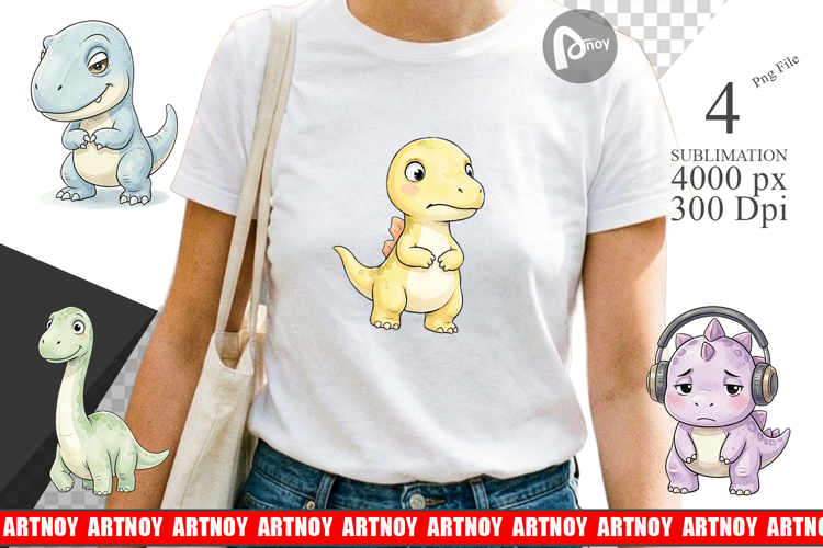 Shy Baby Dinosaur Sublimation