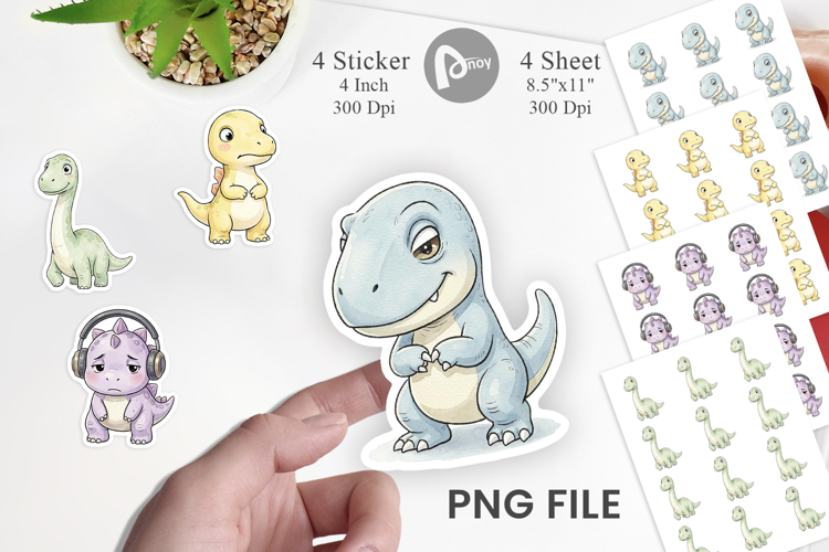 Shy Baby Dinosaur Sticker
