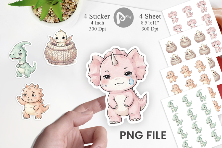 Shy Baby Dinosaur Sticker