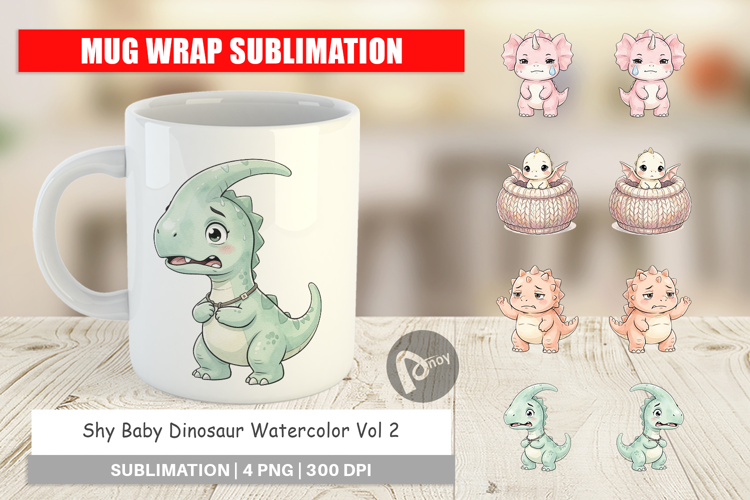Shy Baby Dinosaur Mug Wrap