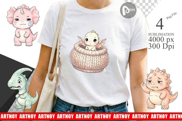 Shy Baby Dinosaur Sublimation