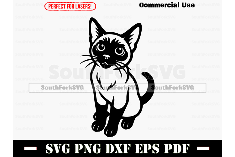Siamese Cat Begging Design SVG PNG DXF EPS PDF