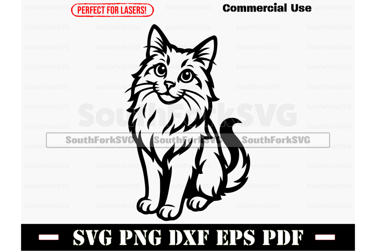 Siberian Cat Begging Design SVG PNG DXF EPS PDF