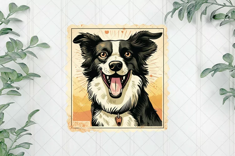 Dog Portrait Vintage Sublimation Clipart