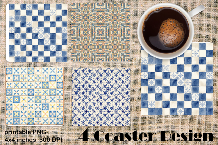 Blue and white ceramics in chinoiserie style Square Coaster
