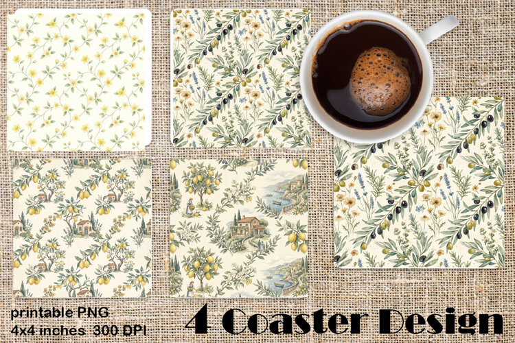 Sicilian Tile ceramics in chinoiserie style Square Coaster example image 1