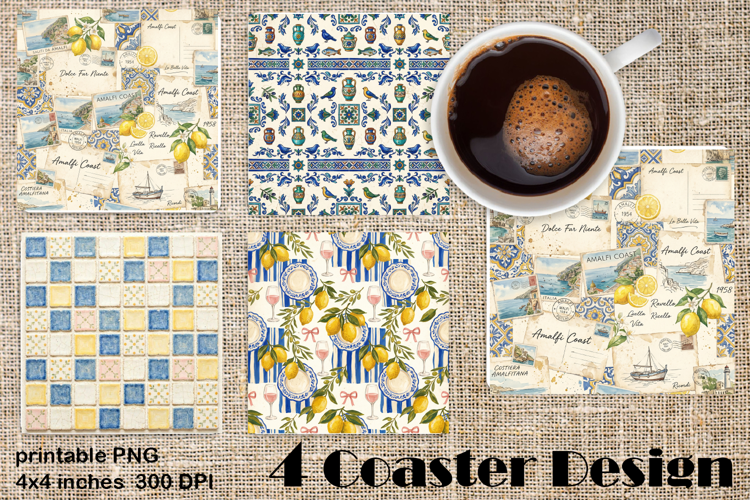 Sicilian Tile ceramics in chinoiserie style Square Coaster