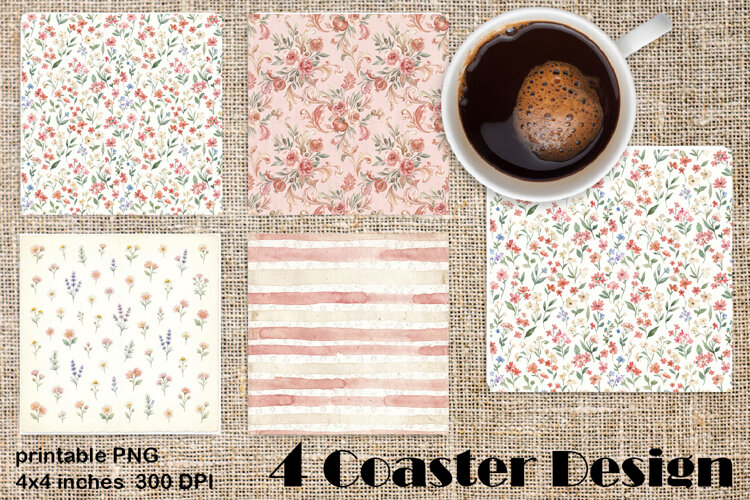Pink and white ceramics in chinoiserie style Square Coaster example image 1