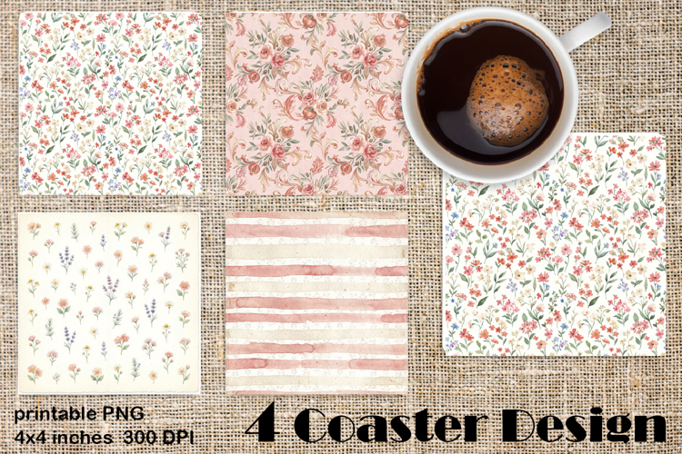Pink and white ceramics in chinoiserie style Square Coaster