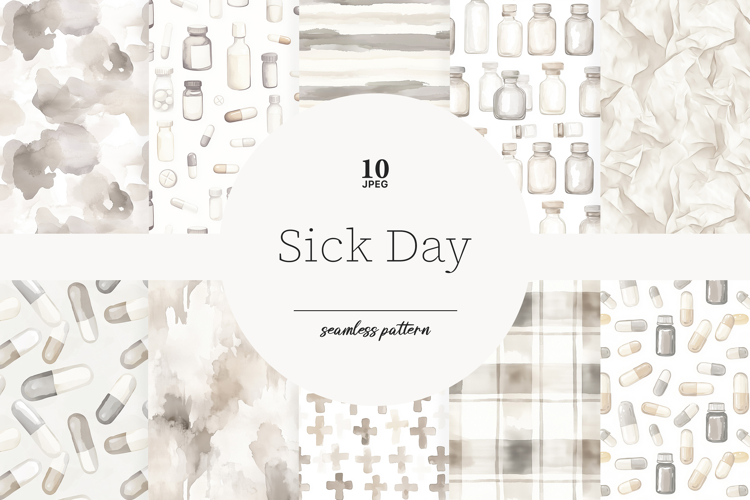 Sick Day Digital Paper | Medical Seamless Patterns
