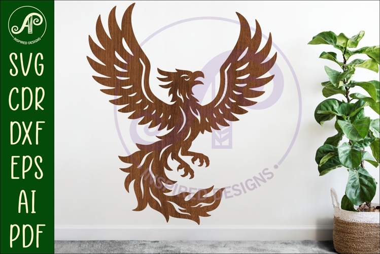 Phoenix bird detailed cut out wall sign design 1