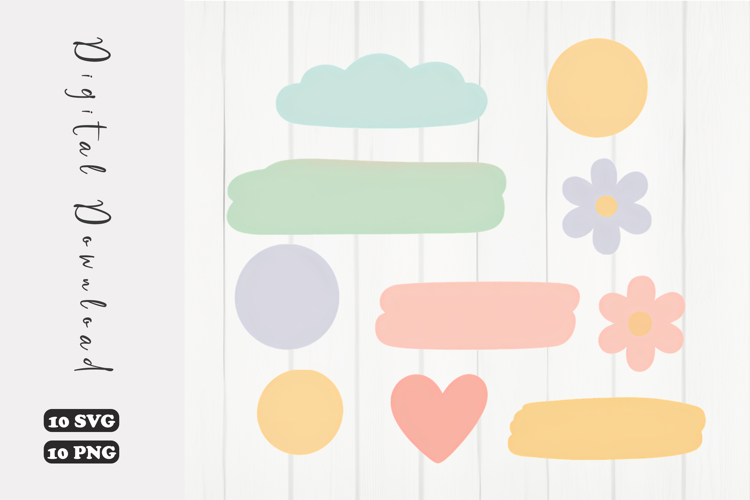 Pastel Brush Stroke SVG Minimalist Flower Heart Circle