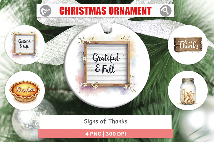 Ornament Watercolor Signs of Thanks
