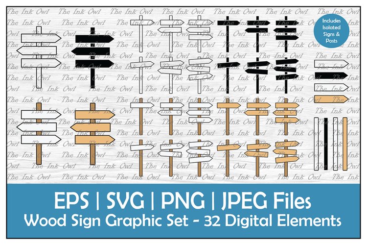 Blank Crossroad Direction Sign Expanded Clipart Set