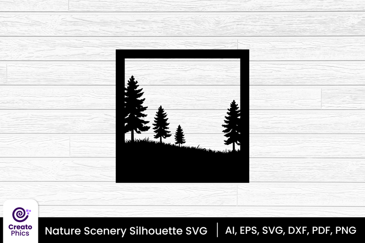 Nature scenery silhouette | nature clipart landscape SVG