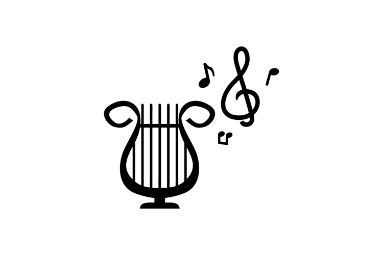 Silhouette music instrument with notes design