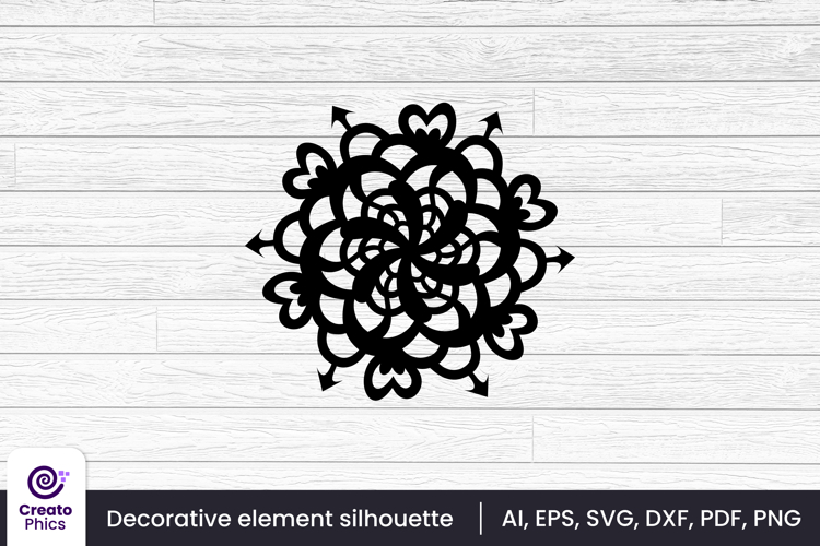 floral element silhouette decorative laser cutting SVG
