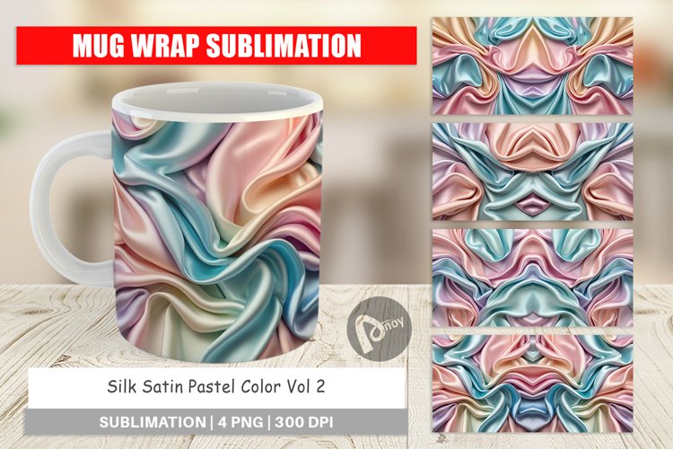 Mug Wrap Design Pastel Silk Satin