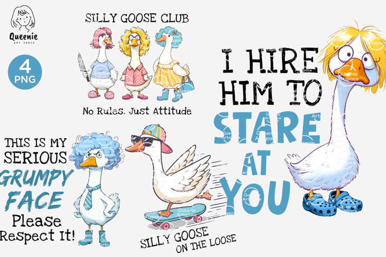 Silly Goose PNG Sublimation, Farm Animal, Sarcastic Quotes example image 1