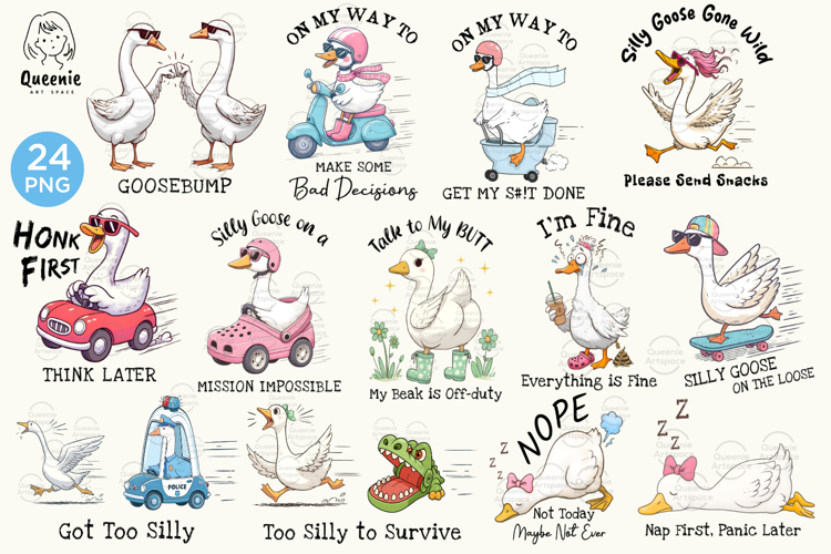 Silly Goose Png with Sarcastic Quote Farm Animal Sublimation