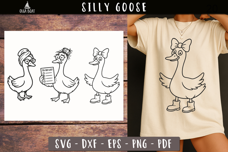 Silly goose girl with bow svg Funny animal designs