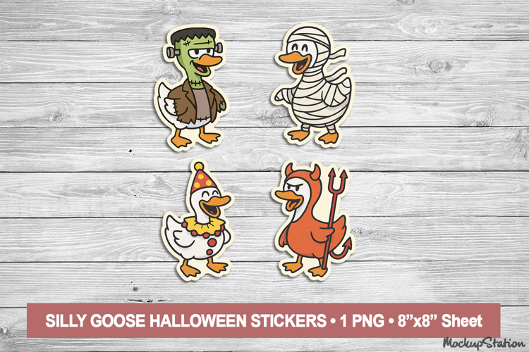 Silly Halloween Goose Printable Sticker Sheet Funny Costume