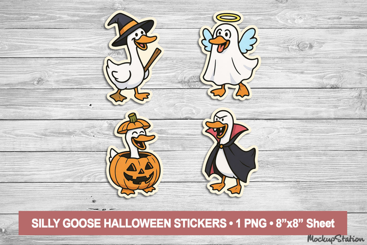 Silly Halloween Goose Printable Sticker Sheet Funny Costume