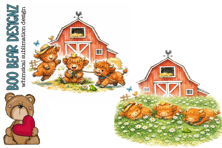 Whimsical Baby Highland Cow Clipart