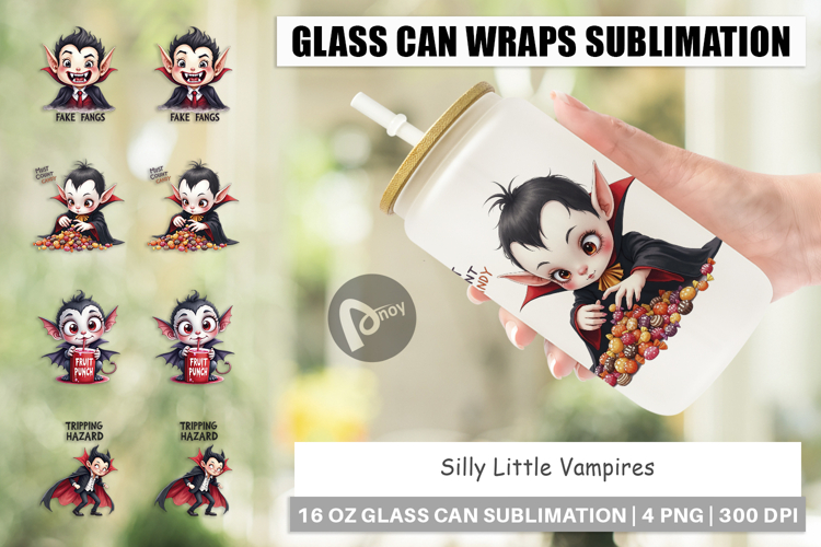 Silly Vampires Glass Can