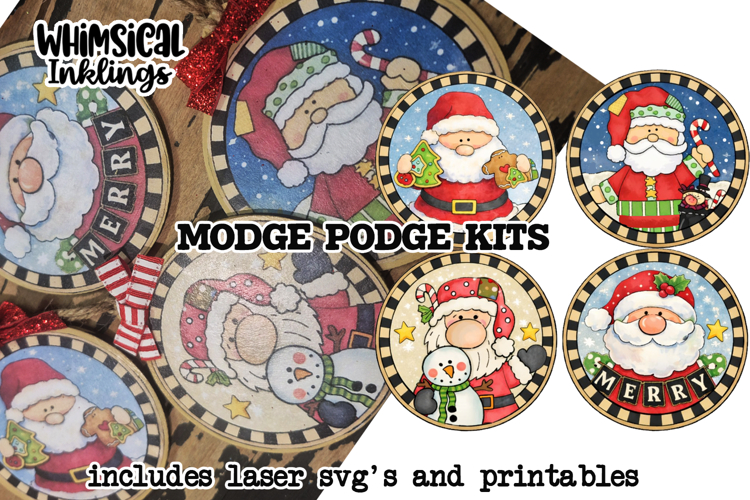 Silly Santa Mod Podge Ornaments SVG and Printables