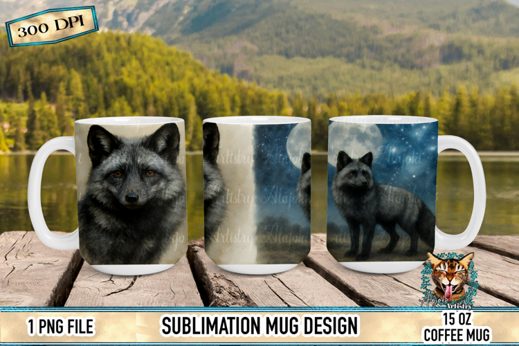 Silver Fox & Seven Sisters Mug Wrap 15oz Sublimation Design