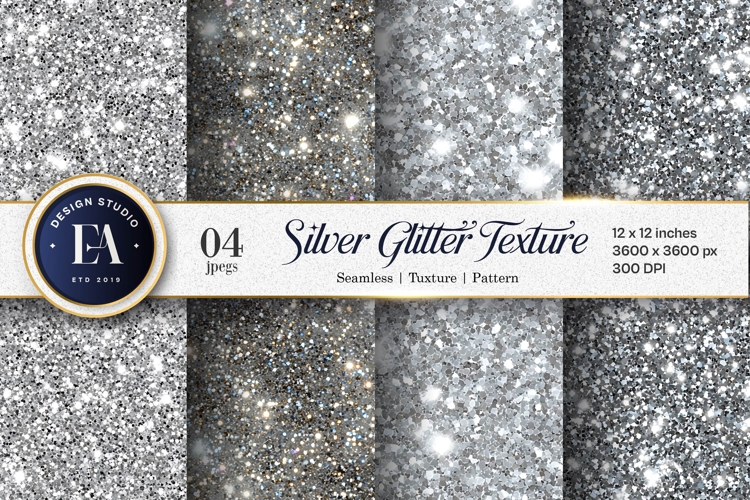 Silver Sparkle Foil Glitter Texture Shine Digital Paper