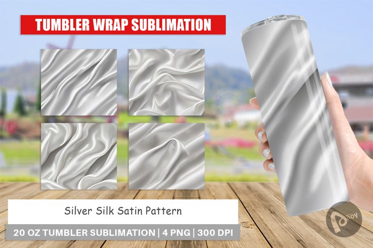 Tumbler Wrap Silver Silk Pattern