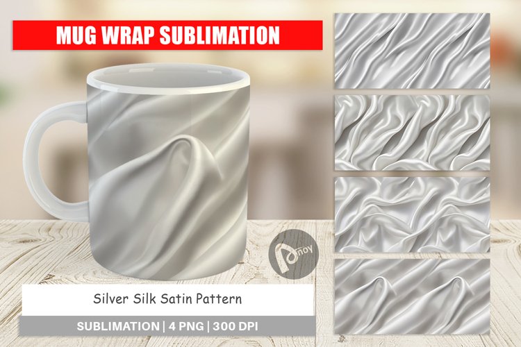 Mug Wrap Design Silver Silk Pattern
