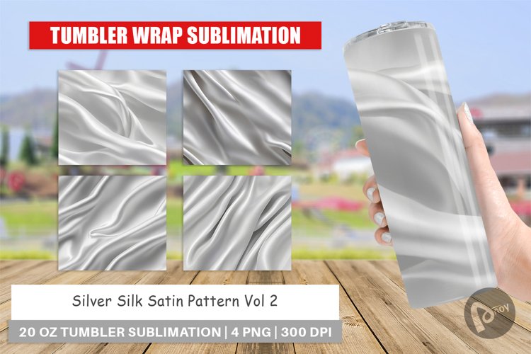 Tumbler Wrap Silver Silk Pattern