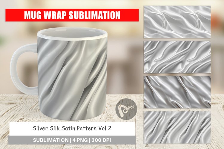 Mug Wrap Design Silver Silk Pattern
