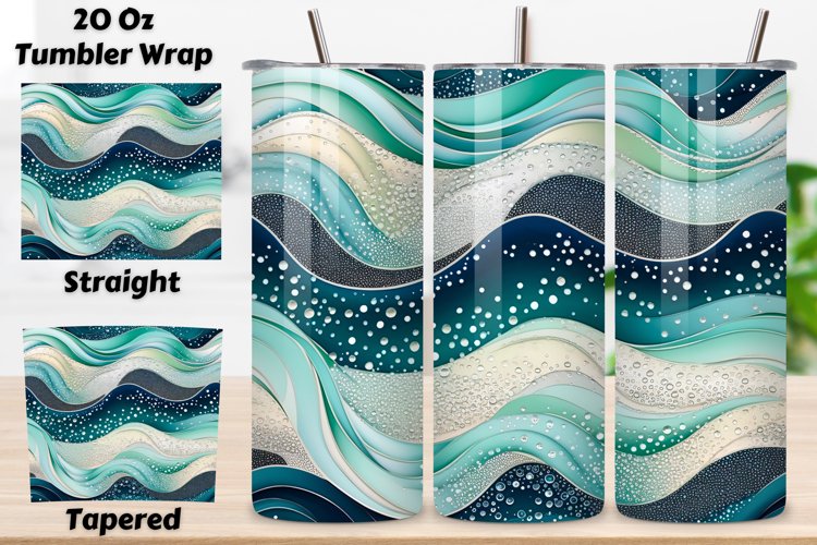 Silver Wave Elegance Tumbler Wrap | Sublimation PNG