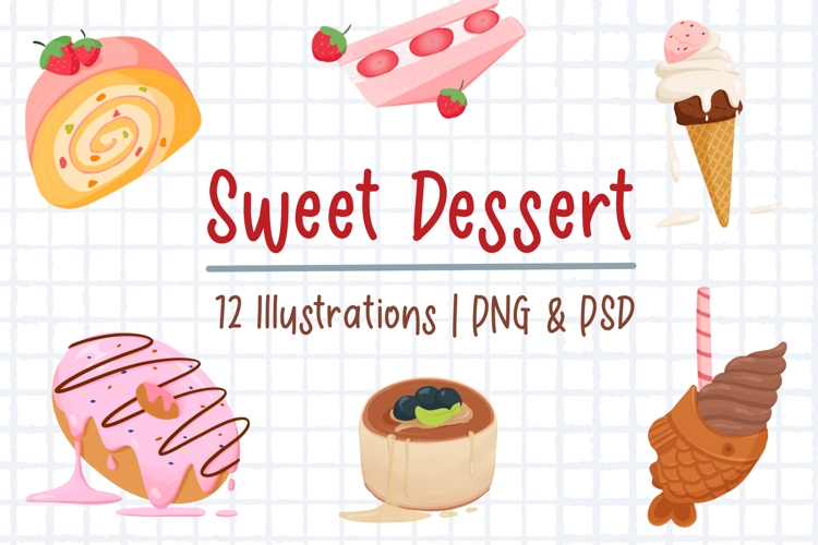 Cute Sweet Dessert Illustration Graphic