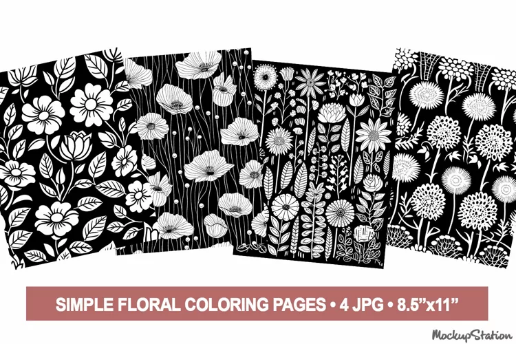 Floral Coloring Pages for Adults, Flowers Printable Designs