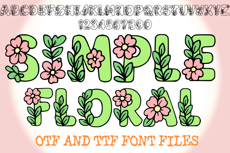 Simple Floral Flower Lettering ABC Text Font Alphabet OTF