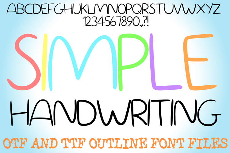 Simple Handwriting Font Letters Alphabet ABC Text OTF