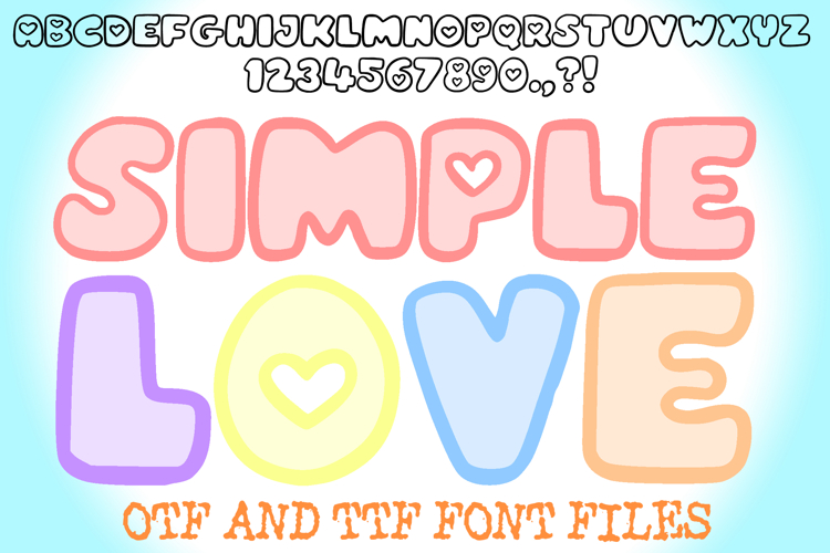 Simple Love Font Heart Valentines Cute Typeface Sweetheart