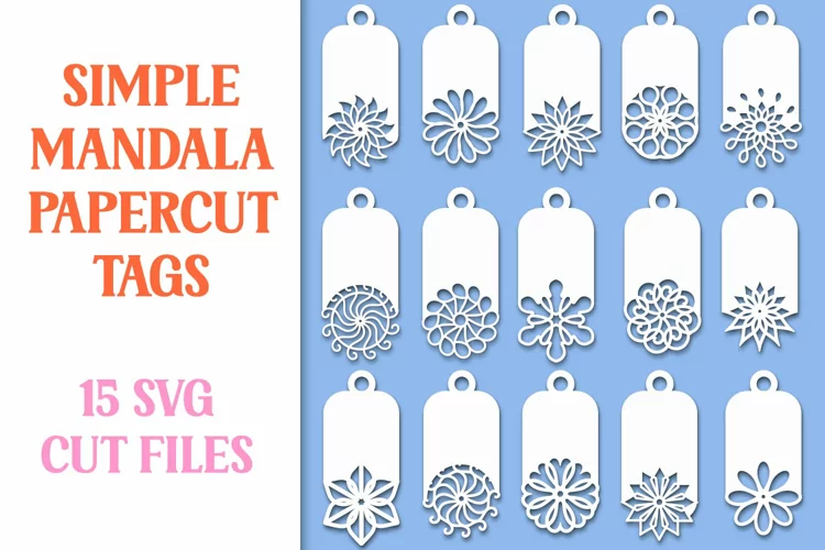 Mandala Papercut Tags | 15 SVG cut files