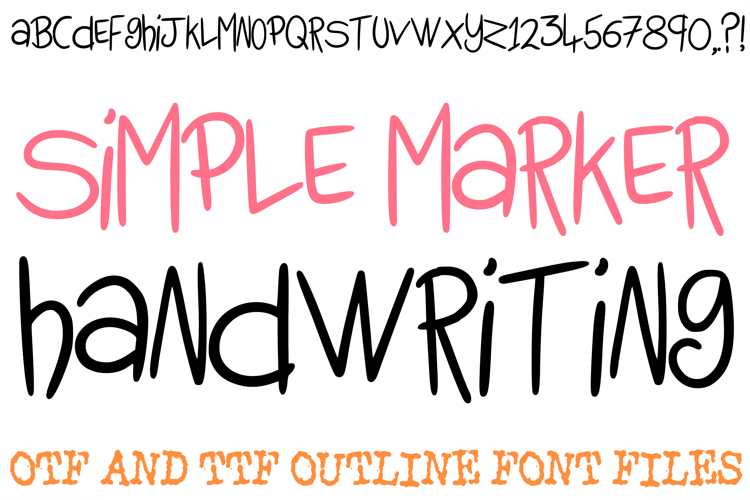 Simple Marker Handwriting Font Written Childrens ABC OTF