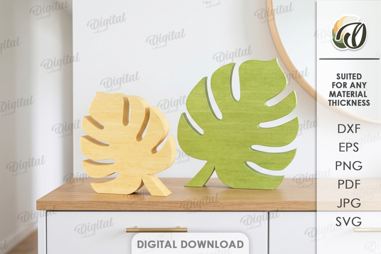 Simple Stand Decor Laser Cut. Home Decor. Monstera SVG example image 1
