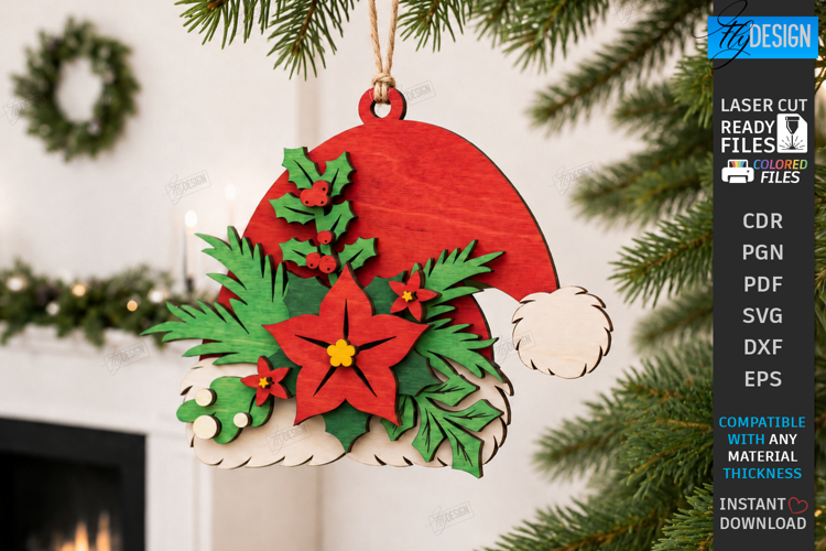 Layered Christmas Ornament Laser Cut | Hanging Ornament SVG