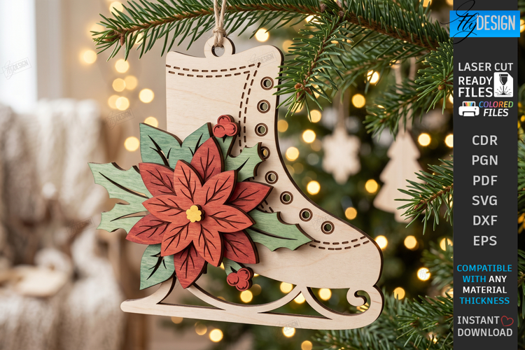 Layered Christmas Ornament Laser Cut | Hanging Ornament SVG