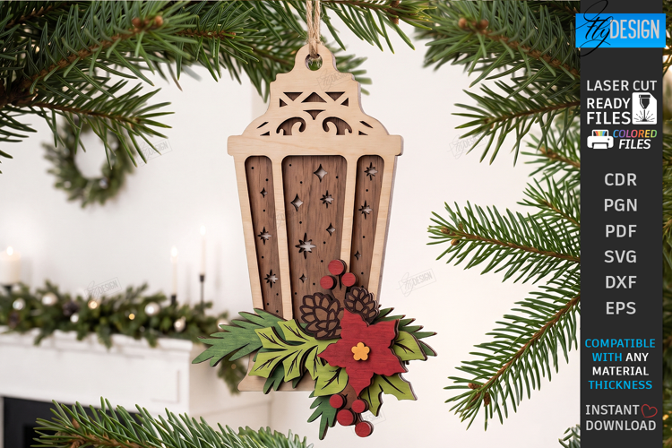 Layered Christmas Ornament Laser Cut | Hanging Ornament SVG