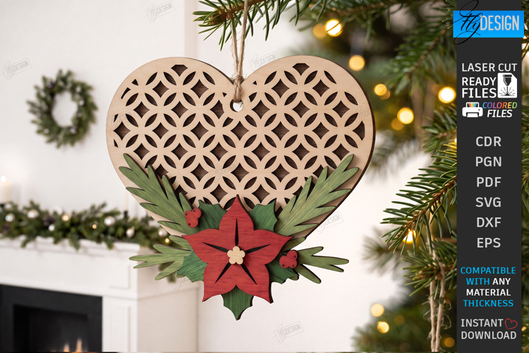 Layered Christmas Ornament Laser Cut | Hanging Ornament SVG